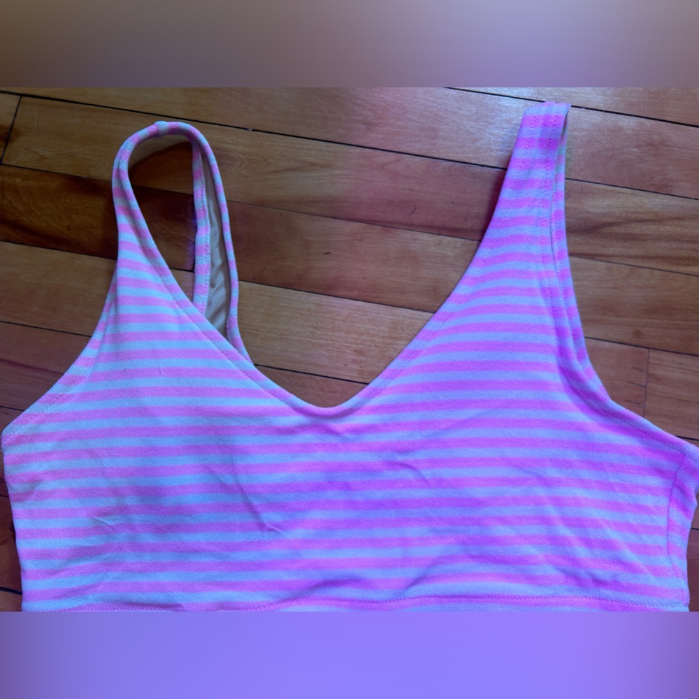 Old navy terry cloth pink and white striped swim top size 2xl